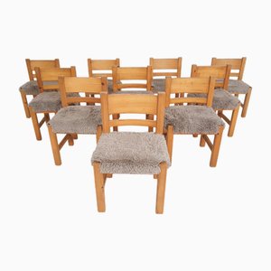 Silla de comedor de pino al estilo de Ate Van Apeldoorn, Países Bajos, años 70. Juego de 10