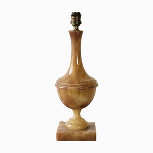 French Neoclassical Alabaster Pedestal Table Lamp, 1960s