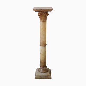 Vintage French Neoclassical Alabaster Pedestal, 1960s