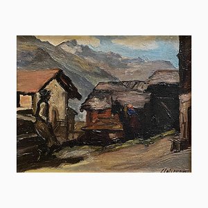 Louis Henri Salzmann, Villaggio rurale, Olio su tela