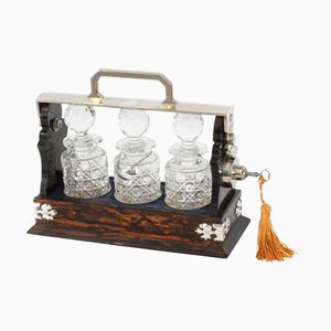 Antique Coromandel Miniature Tantalus with Bottles from Betjemanns, 19th Century, Set of 4