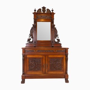 Sideboard with Mirror in Carved Wood