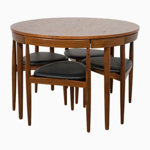 Tavolo da pranzo Mid-Century in teak di Hans Olsen per Frem Røjle, Danimarca, anni '50, set di 5