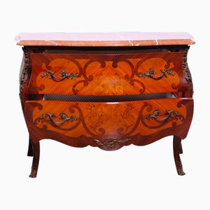 Commode Louis XV en Bois et Marbre à Deux Tiroirs