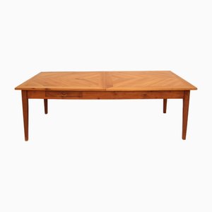 19th Century French Cherry Wood Dining Table with Parquetry Top