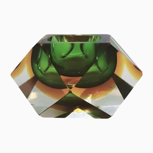 Faceted Murano Glass Diamond Bowl attributed to Flavio Poli for Seguso, Italy, 1960s