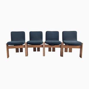 Italian Dining Chairs in Black Upholstery, 1960s, Set of 4