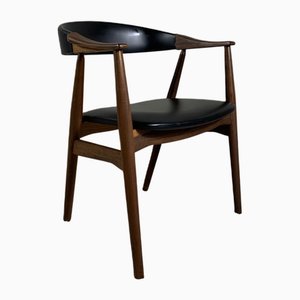 Armchair Model 213 in Teak and Imitation Leather/Skai by Th Harlev for Farstrup Mobel, 1958