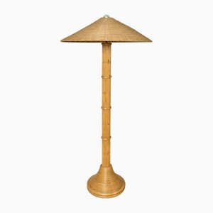 Lampada Pagoda in bambù, vimini e vimini di Tiki Mario Lopez Torres nello stile di Gabriella Crespi, Italia, anni '70