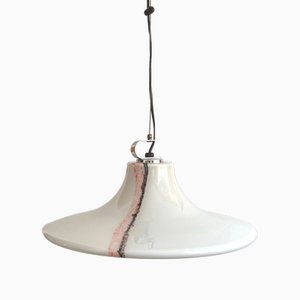 Lámpara colgante alemana Mid-Century de vidrio opalino de Peill & Putzler, años 70
