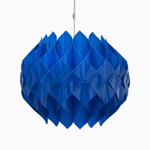 Danish Modern Large Blue Acrylic Hanging Lamp in style of Butterly by Lars Schiøler, 1970s