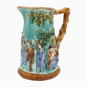 Pichet Antique en Majolique par Mouzin Leach & Cie, Nimy-Les-Mons, 1890s