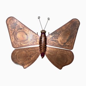 Large Italian Butterfly Wall Art Sculpture in Copper, 1950s