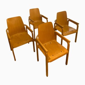 Poltrone in legno, anni '80, set di 4
