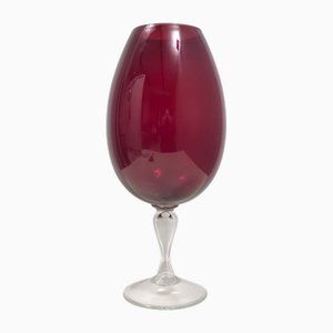 Grand Vase Vintage Crimson en Verre Soufflé à la Main, 1960s