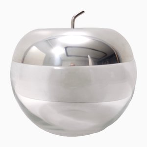 Vintage Italian Glass and Silver-Plated Metal Ice Bucket attributed to Ettore Sottsass, 1970s