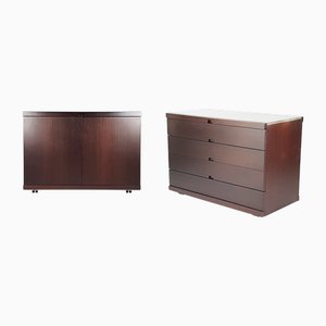 Kommode aus Holz & Marmor von Vico Magistretti für Poggi, 1970er, 2er Set