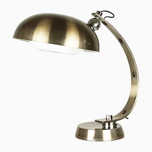 Lampe de Bureau en Métal Blanc et Bronze Anodisé, Italie, 1960s