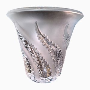 Vaso Lobélia con felci in cristallo satinato di Lalique, anni '70