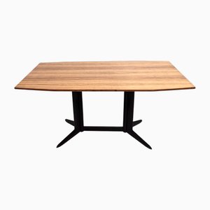 Vintage Dining Table with Zebra Wood Top and Ebonized Wood Frame, Italy, 1960s