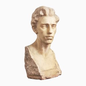 Alfredo Pina, Männliche Büste, 1930er, Carrara Marmor
