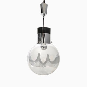 Murano Glass and Varnished Metal Pendant attributed to Toni Zuccheri for Venini, Italy, 1970s