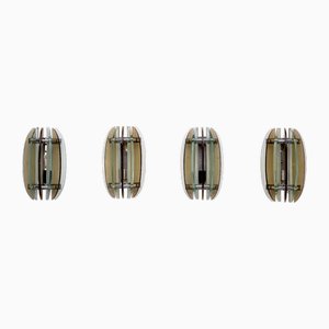 Wandleuchten aus dickem Glas von Veca, Italien, 1960er, 4 . Set