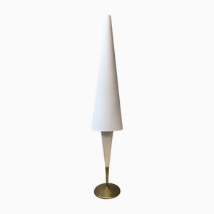 Lámpara de pie Continental era espacial vintage en blanco de Maison Arlus, años 60