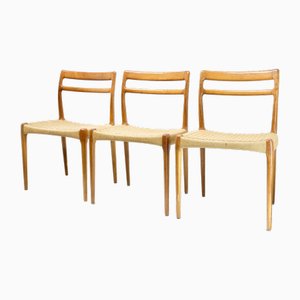 Dänische Teak & Paper Cord Stühle von Niels Otto (NO) Møller, 1970er, 3er Set