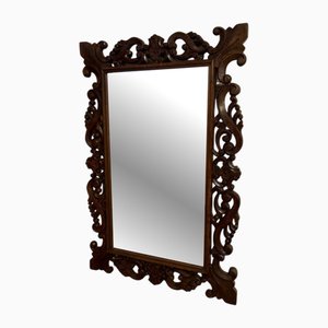 Antique Edwardian Carved Oak Wall Mirror, 1900s