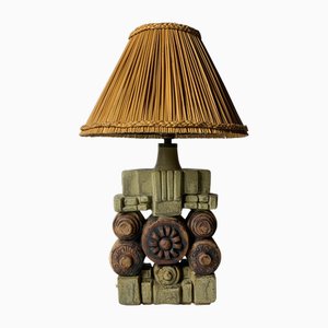 Mid-Century Modern Brutalist Ceramic Table Lamp by Bernard Rooke, 1970s