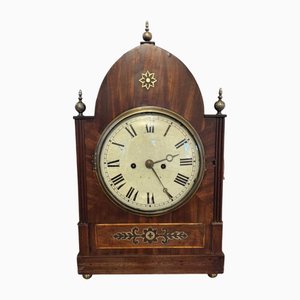 Grande Horloge Regency Antique en Laiton Incrusté en Acajou, 1820s