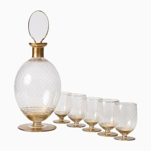 Art Deco Decanter with Glasses from Gebruder Podbira, 1930s, Set of 6