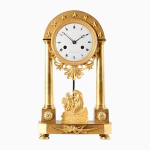 Mantel Clock in Bronze and Enamel