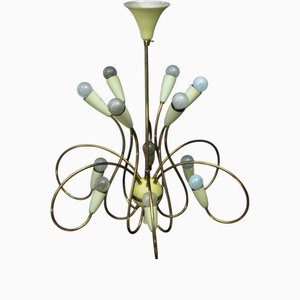 Vintage Brass Loop Chandelier, 1950s