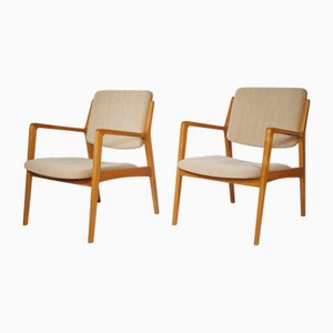 Set of Mid-Century Modern Lounge Chairs in Cherry, 1970s