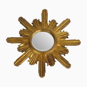 Espejo en forma de sol Mid-Century dorado