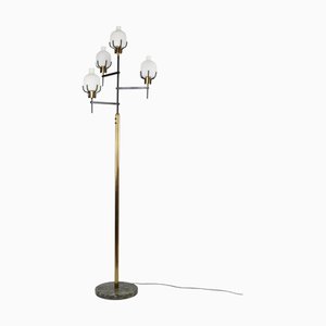 Italian Brass and Marble Floor Lamp in the style of Angelo Lelii, 1950s