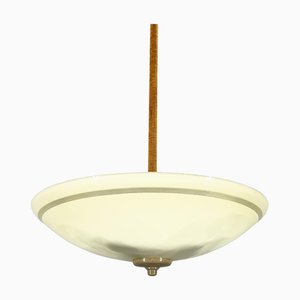 Vintage Milk Glass Pendant Light from VEB Leuchtenbau Arnsdorf, 1950s