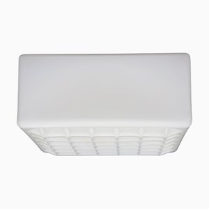 Milky Glass Square Ceiling Light, 1970s