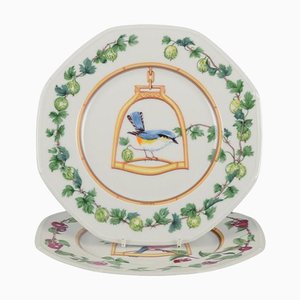 French Porcelain Plates with Bird Motifs from Hermès, Set of 2