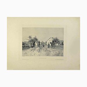 Wilhelm Woernle, Aufbruch Zur Jagd, Etching, 19th Century
