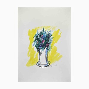 Arturo Pagano, Flowers, Watercolor, 1980s