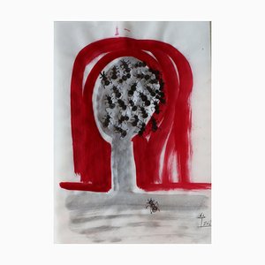 Kim Soo Young, Face of Women with Insects, 2023, Mixed Media on Paper