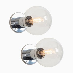 Large Chrome Wall Lights by Motoko Ishii for Staff, 1970s, Set of 2
