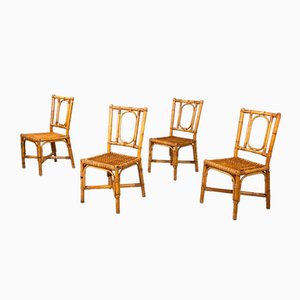 Italienische Mid-Century Stühle aus Rattan, 1960er, 4er Set