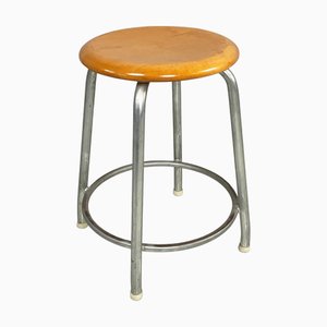 Mid-Century Modern Italian Wooden and Metal Stool by Embru, 1960s