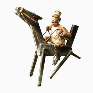 Miniature Sculpture of Mounted Jockey on Horse in Bronze attributed to Franz Xaver Bergmann, Vienna, Austria, 1900s