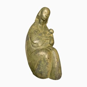 Paul Baeke, Modernist Art Deco Maternity Woman & Child, 1958, Concrete