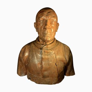 Frans Claessens, Life-Size Bust of Pablo Picasso, Carved Wood, 1930s